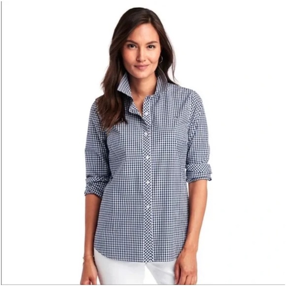 Vineyard Vines Womens Blue Gingham Classic Button Down Shirt 6 - Picture 1 of 9